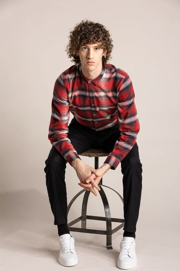 Red checked organic flannel shirt