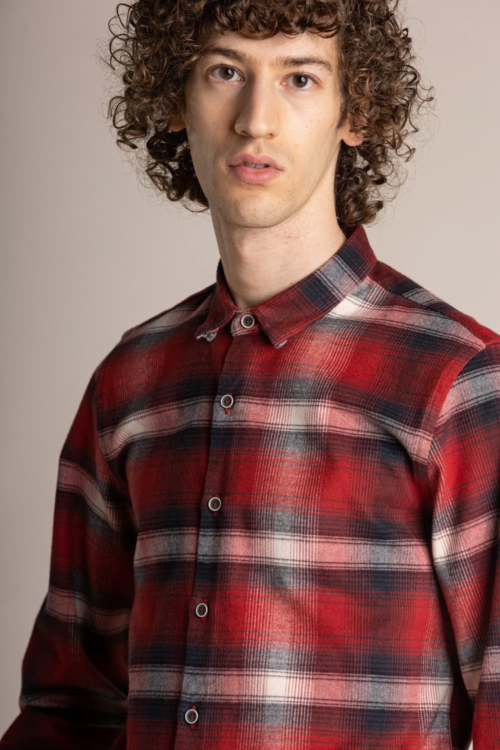 Red checked organic flannel shirt