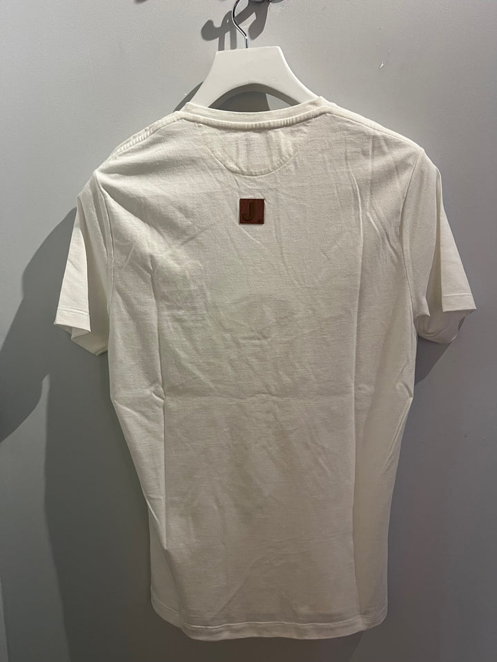 Gray organic cotton T-shirt with Red Earth embroidery