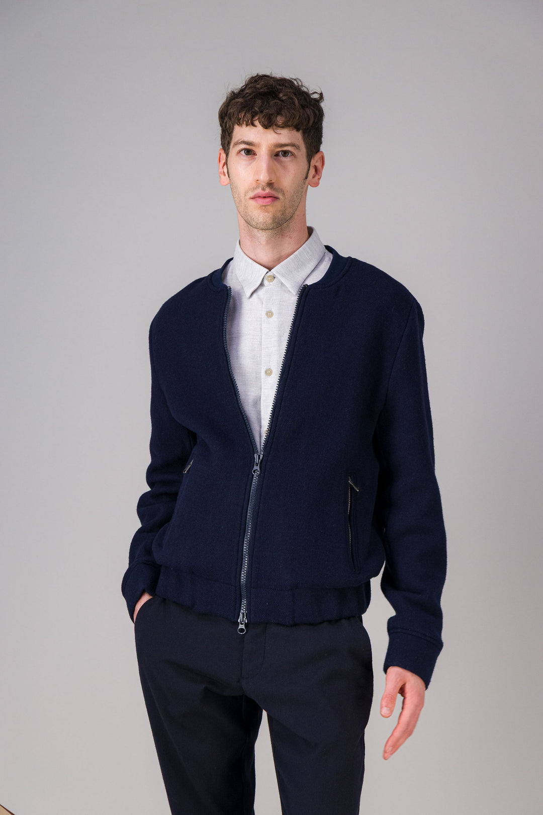 Veste Bomber laine marine