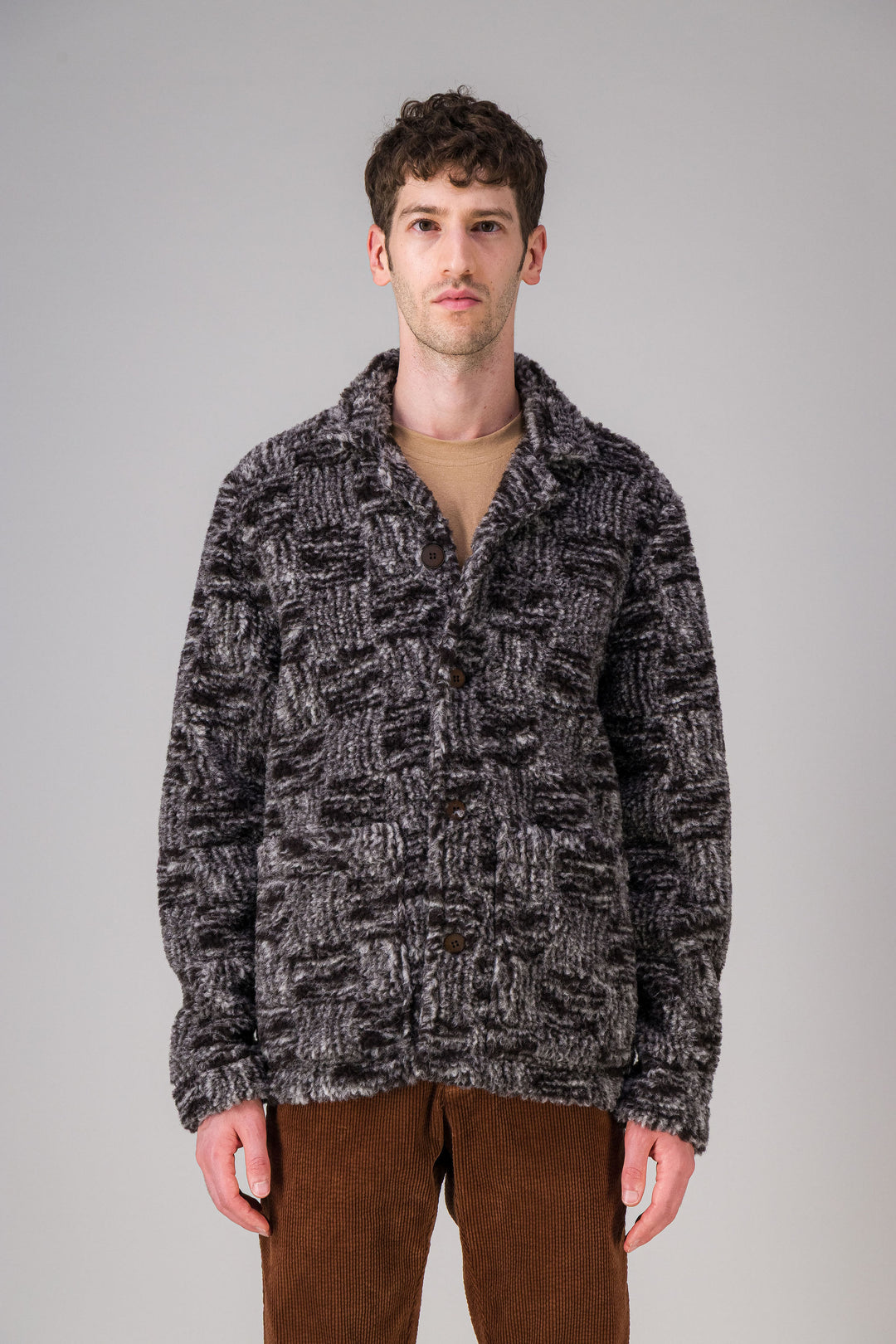 Surchemise en laine recyclée motifs marrons