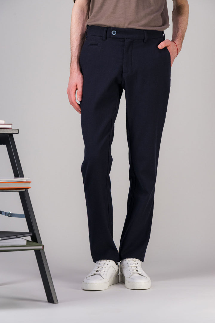 Pantalon city coton laine stretch noir