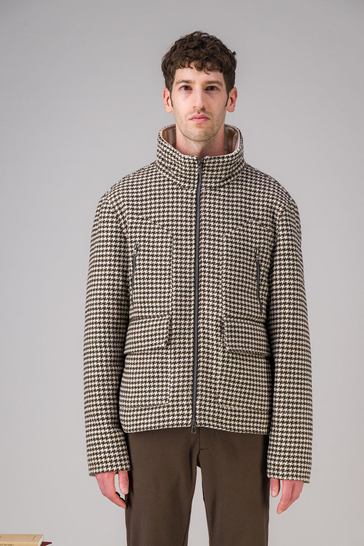 "Pied de Poule" design padded Wool Jacket