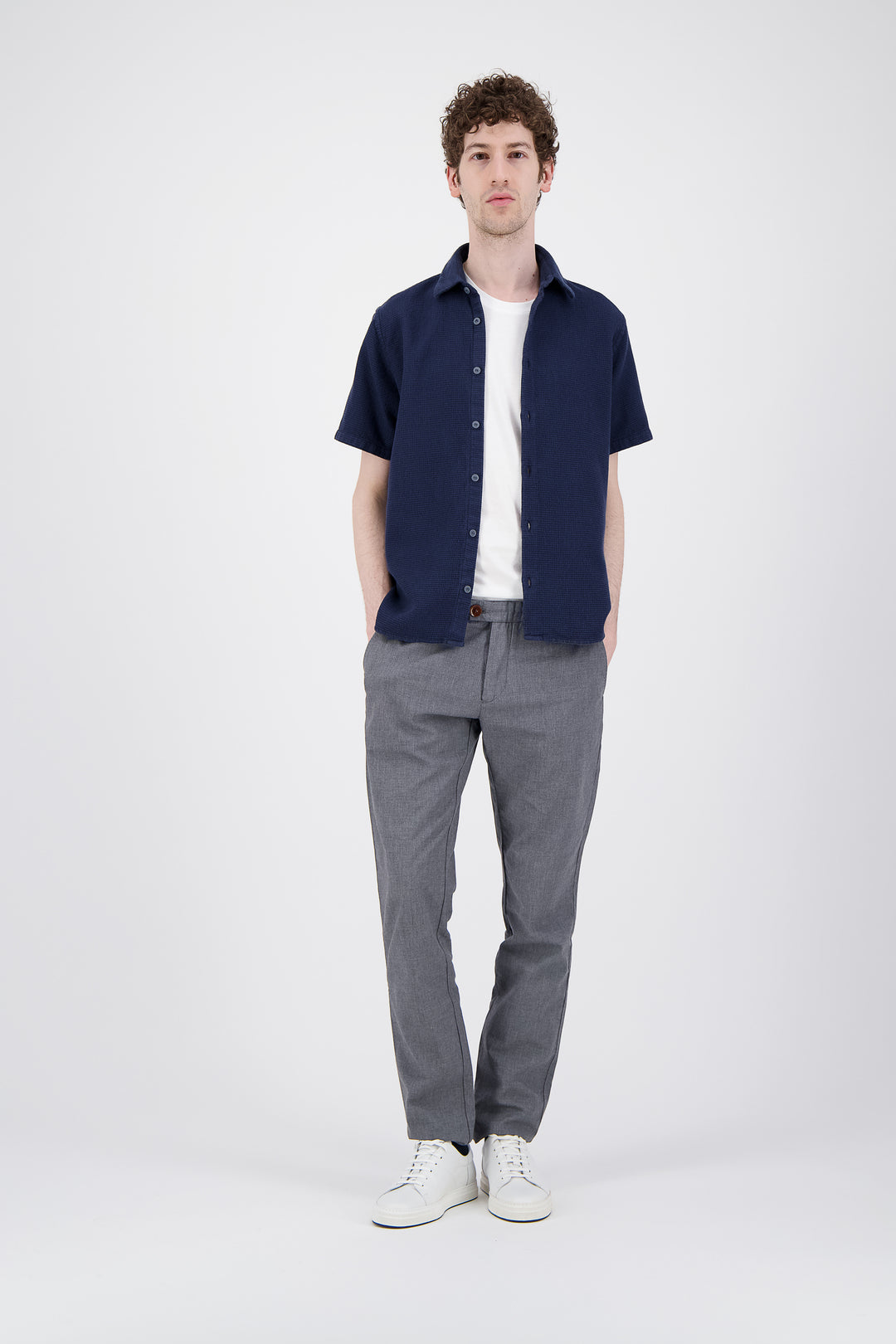 Chemise coton Bio gaufré marine