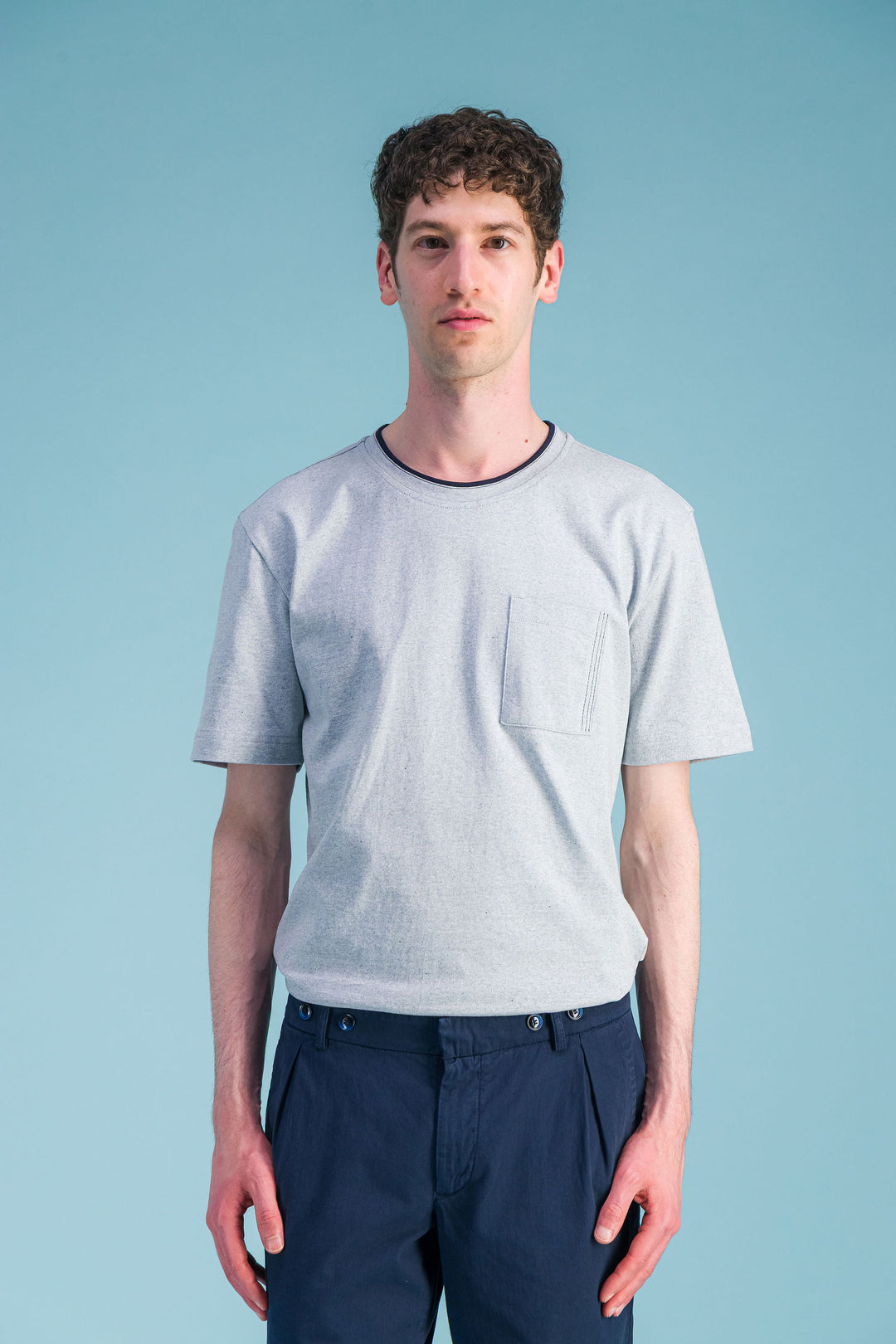 T Shirt coton bio japonais bleu ciel