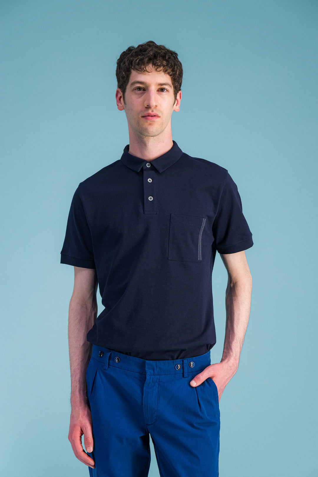 Polo en coton bio marine