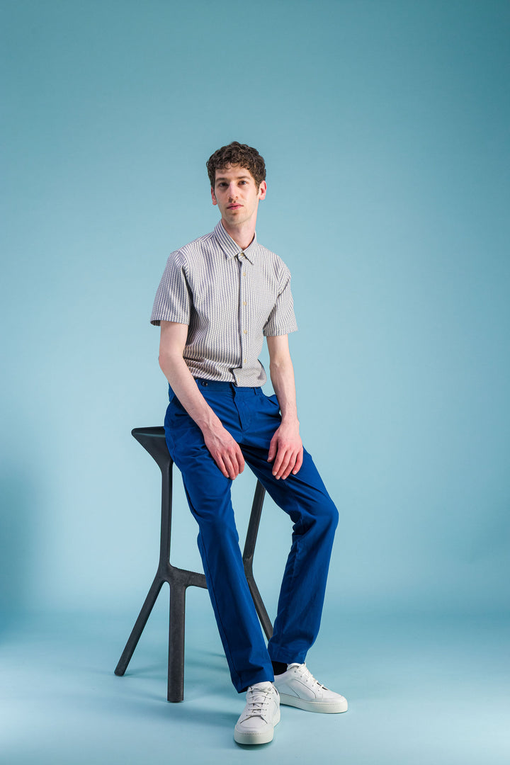 Chemise coton Bio gaufré à rayures