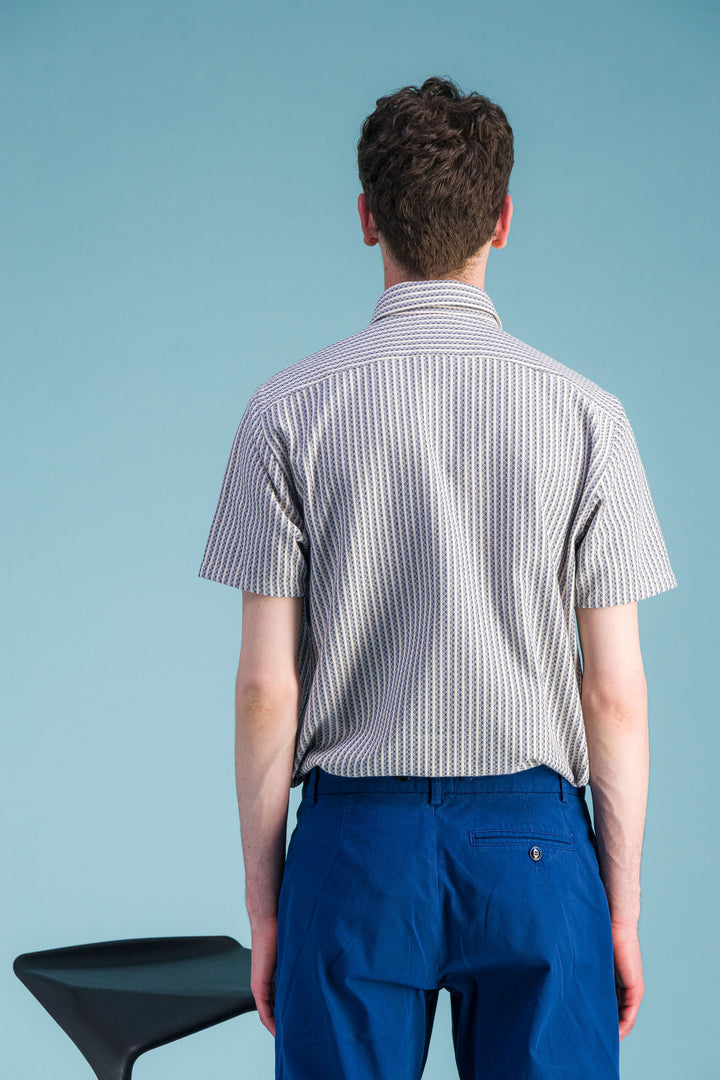 Chemise coton Bio gaufré à rayures