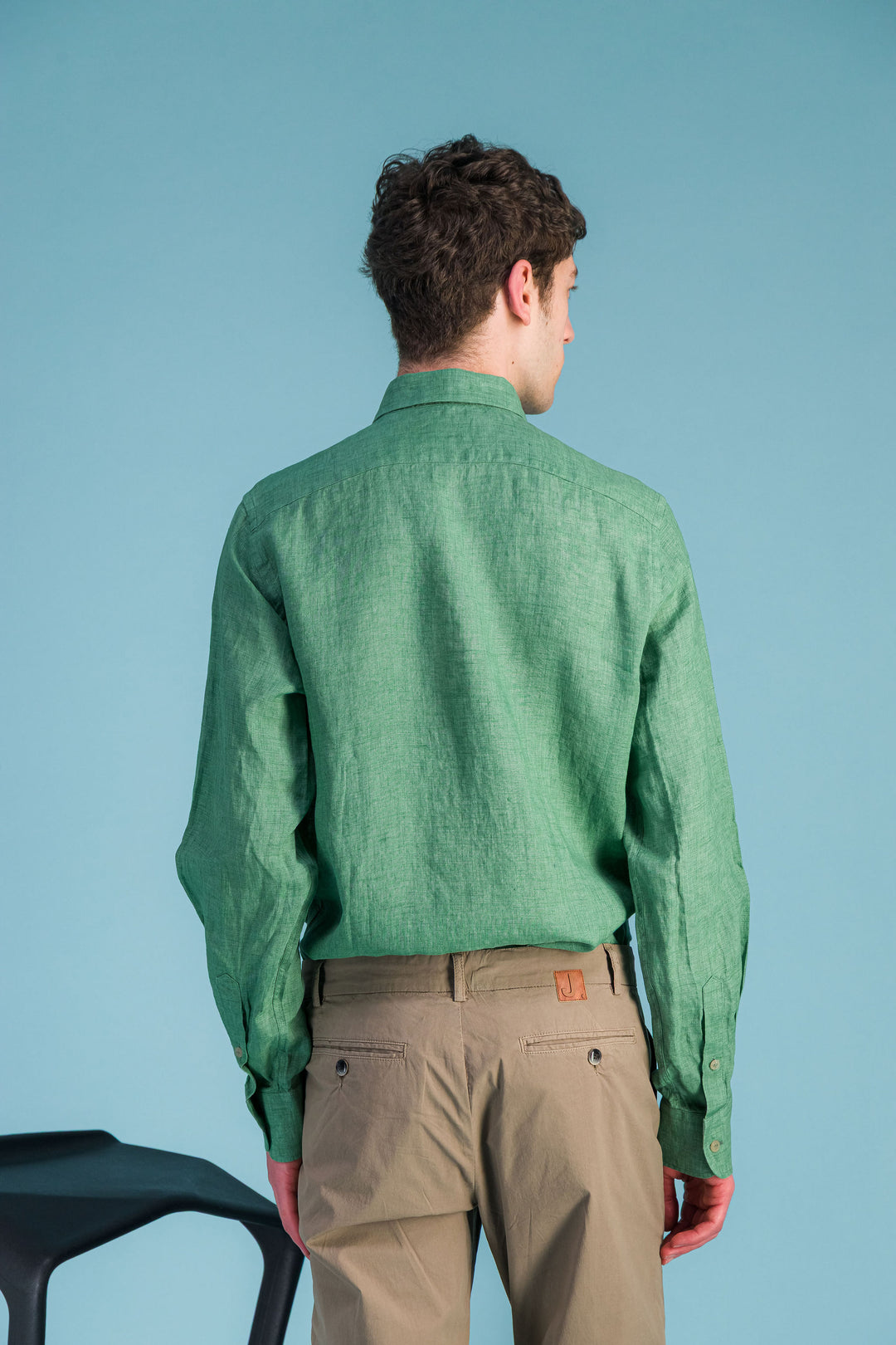 Chemise lin vert chiné