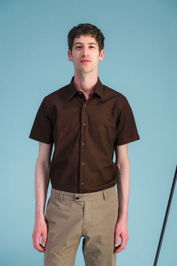 Chemise coton Bio marron moiré