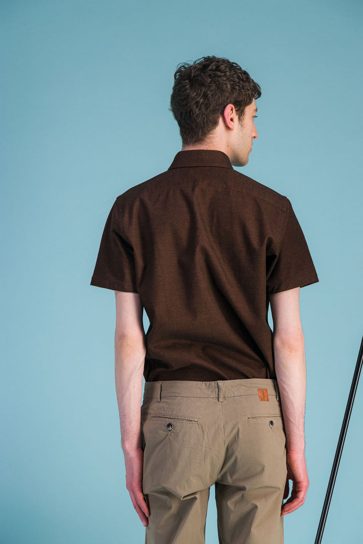 Chemise coton Bio marron moiré