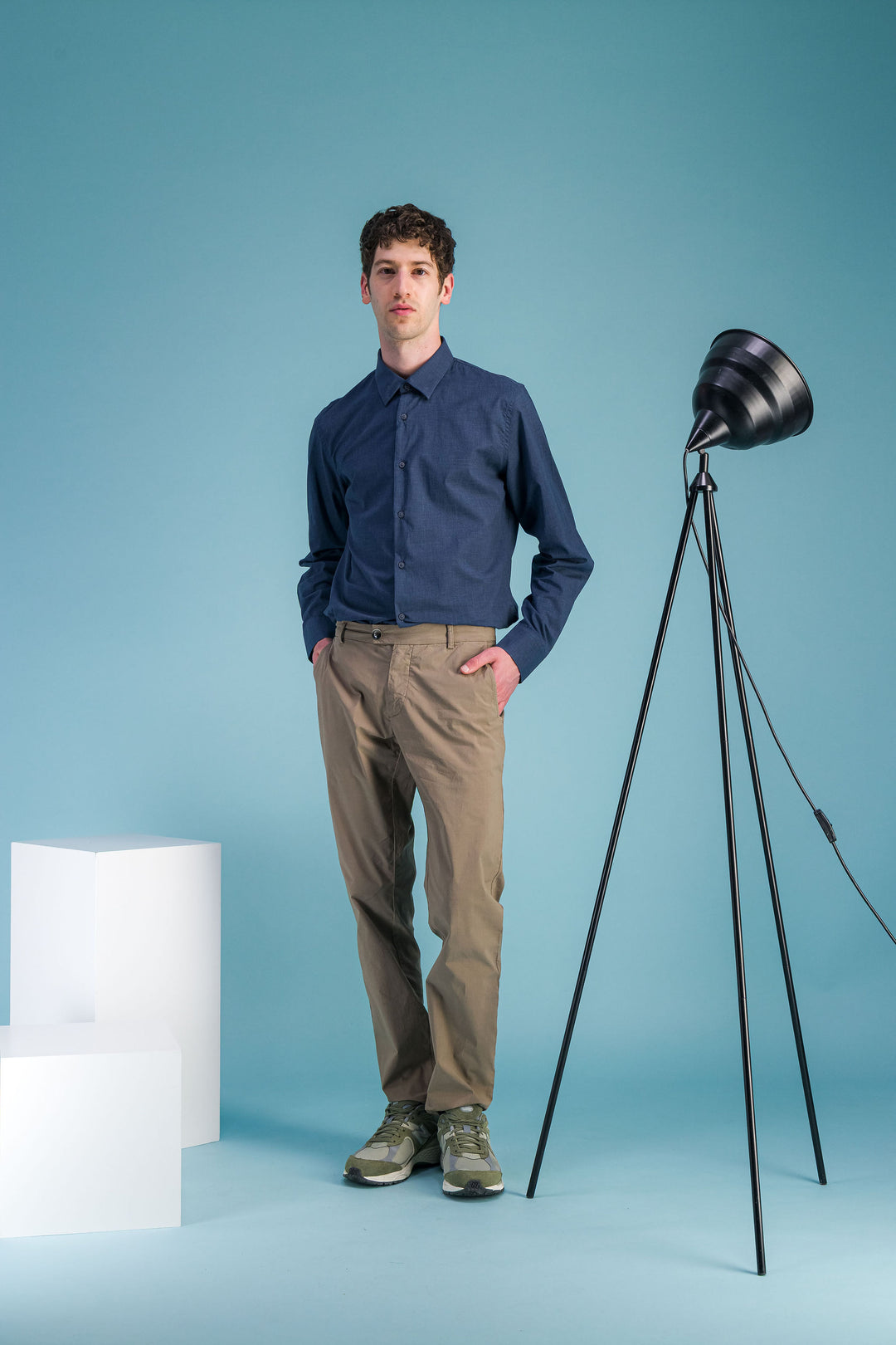 Chemise en coton léger marine chiné