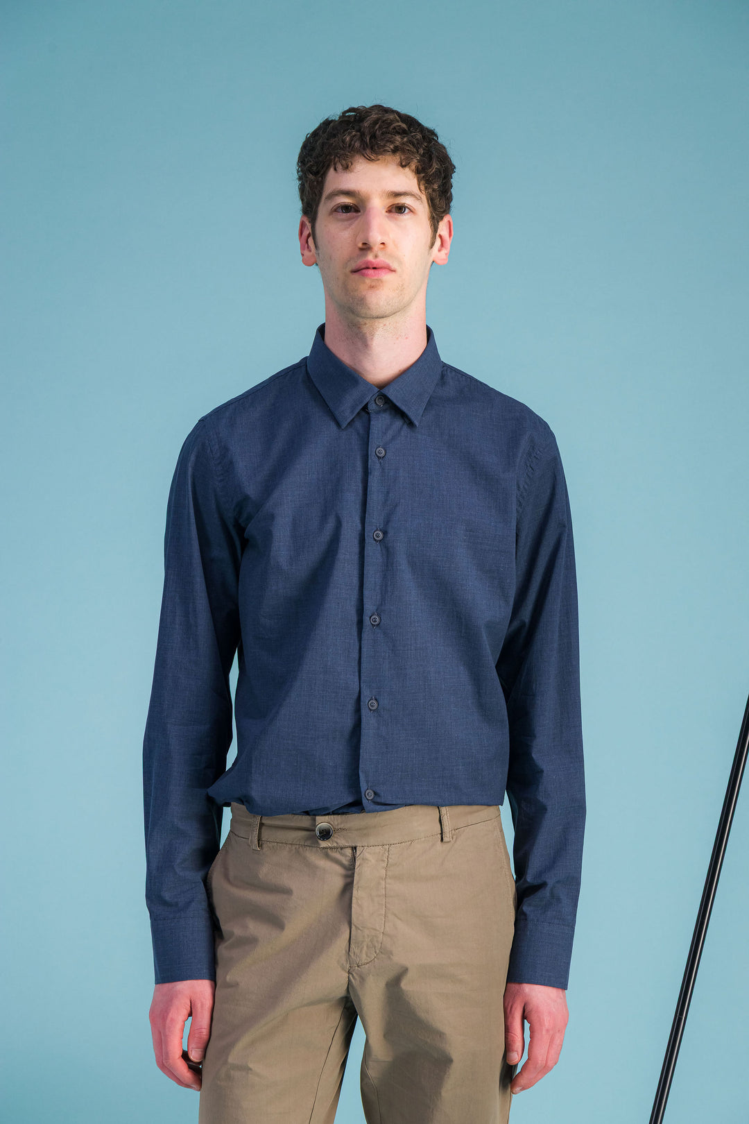Chemise en coton léger marine chiné