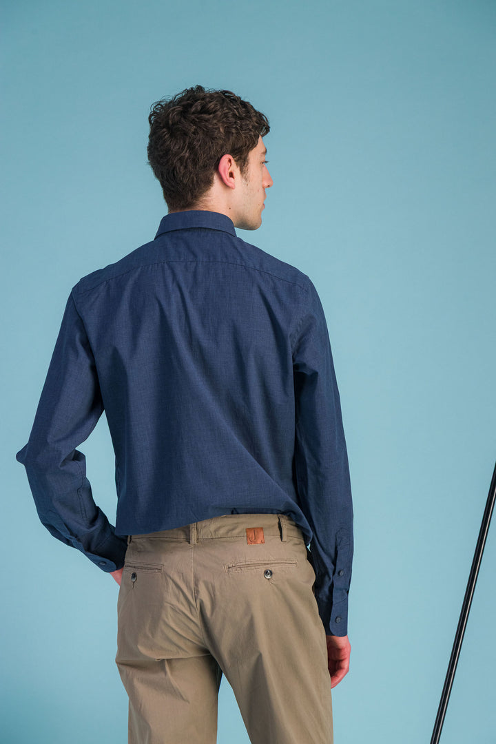 Chemise en coton léger marine chiné