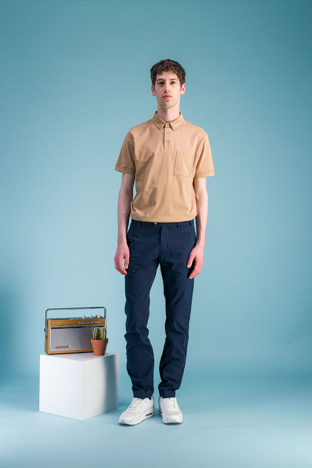 Polo en coton bio beige