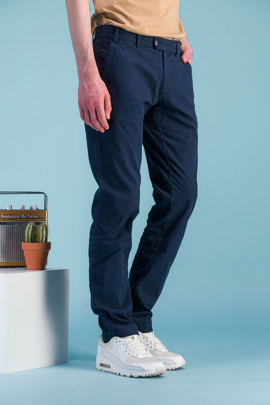 City trousers lightweight organic cotton navy