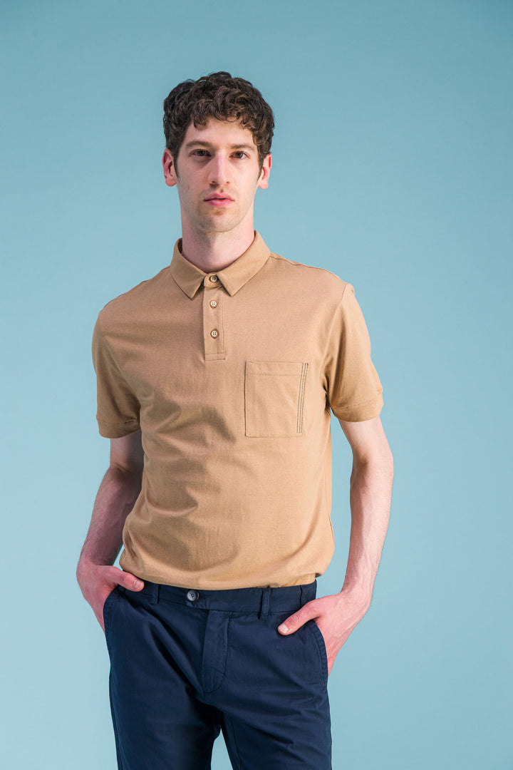 Polo en coton bio beige