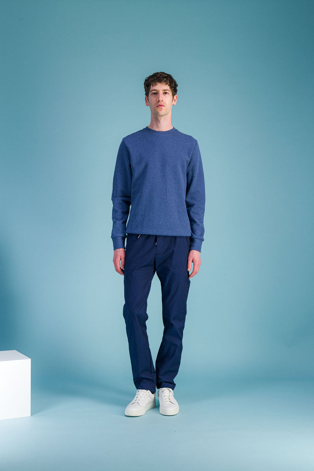 Navy wool cotton sweater
