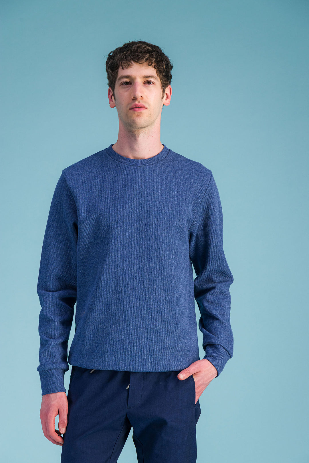 Navy wool cotton sweater