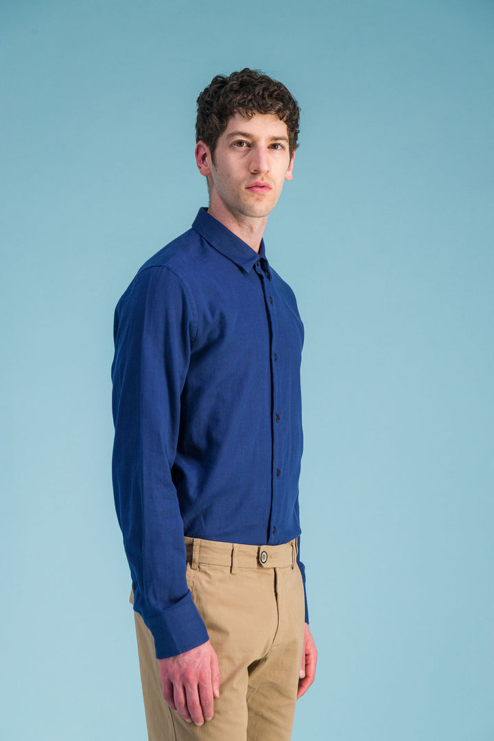 Chemise en coton léger bleu océan