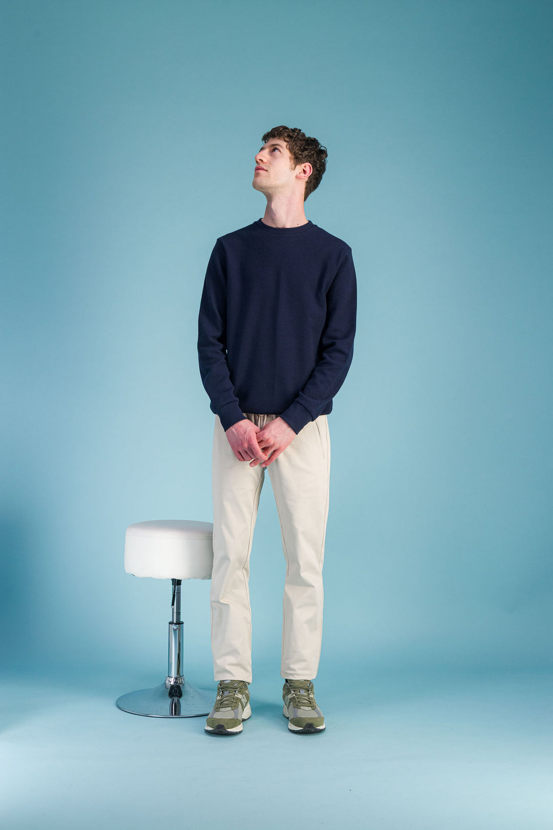 Navy wool cotton sweater