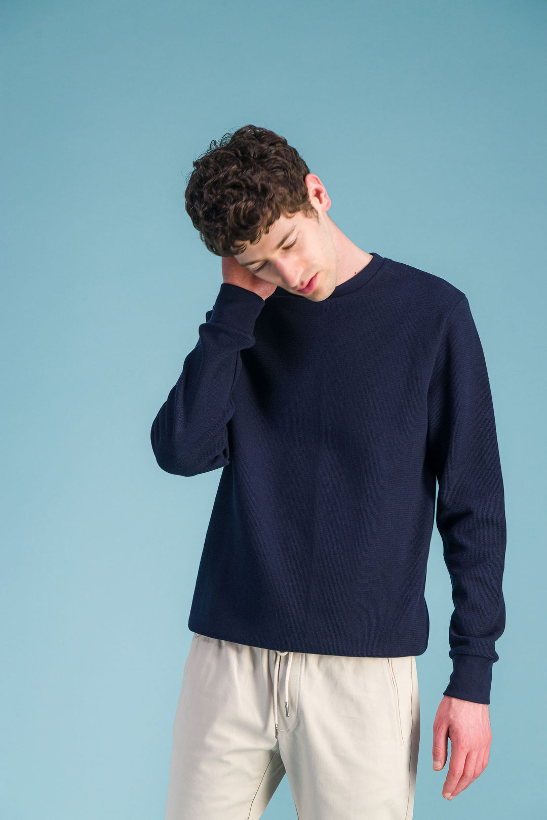 Navy wool cotton sweater