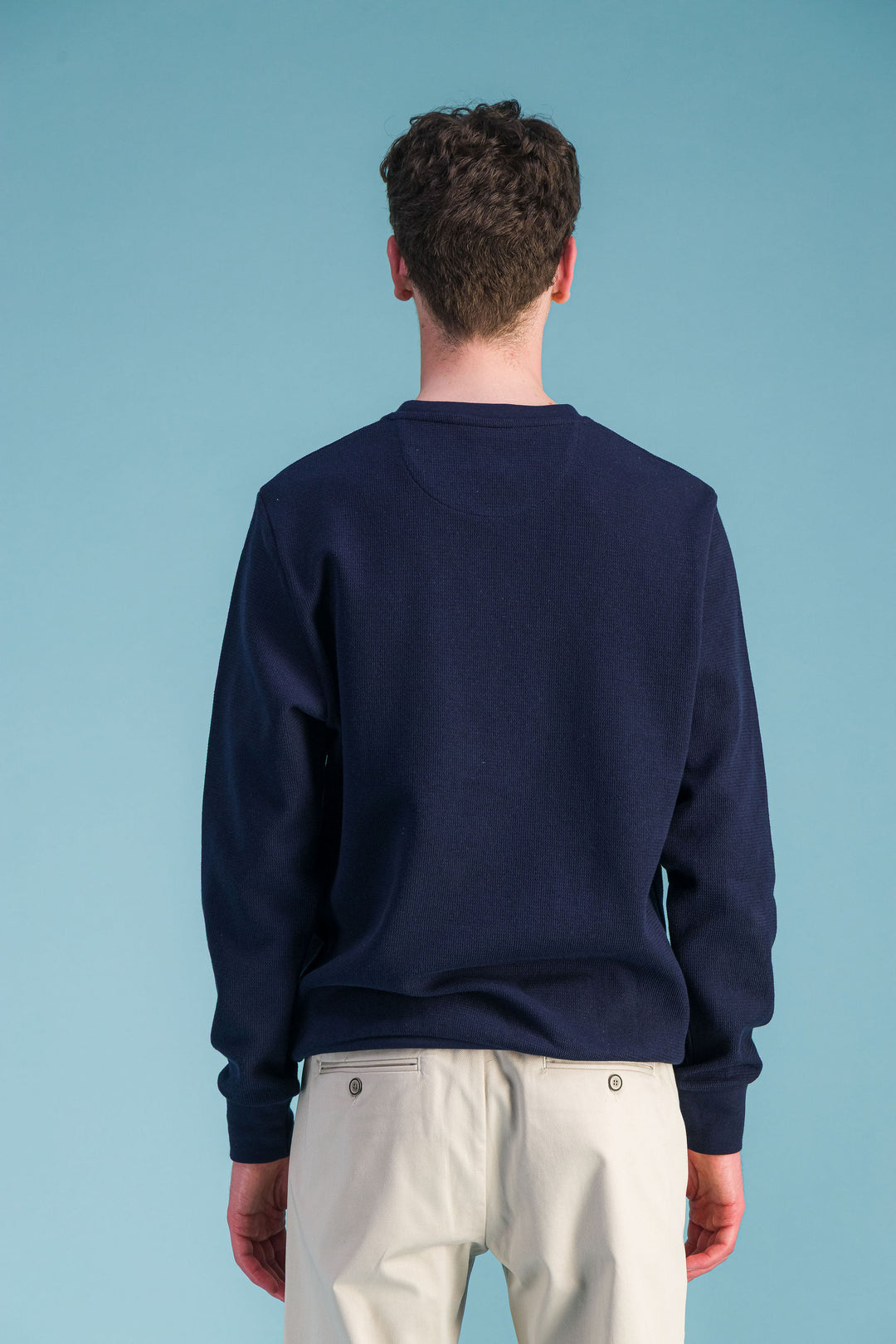 Navy wool cotton sweater