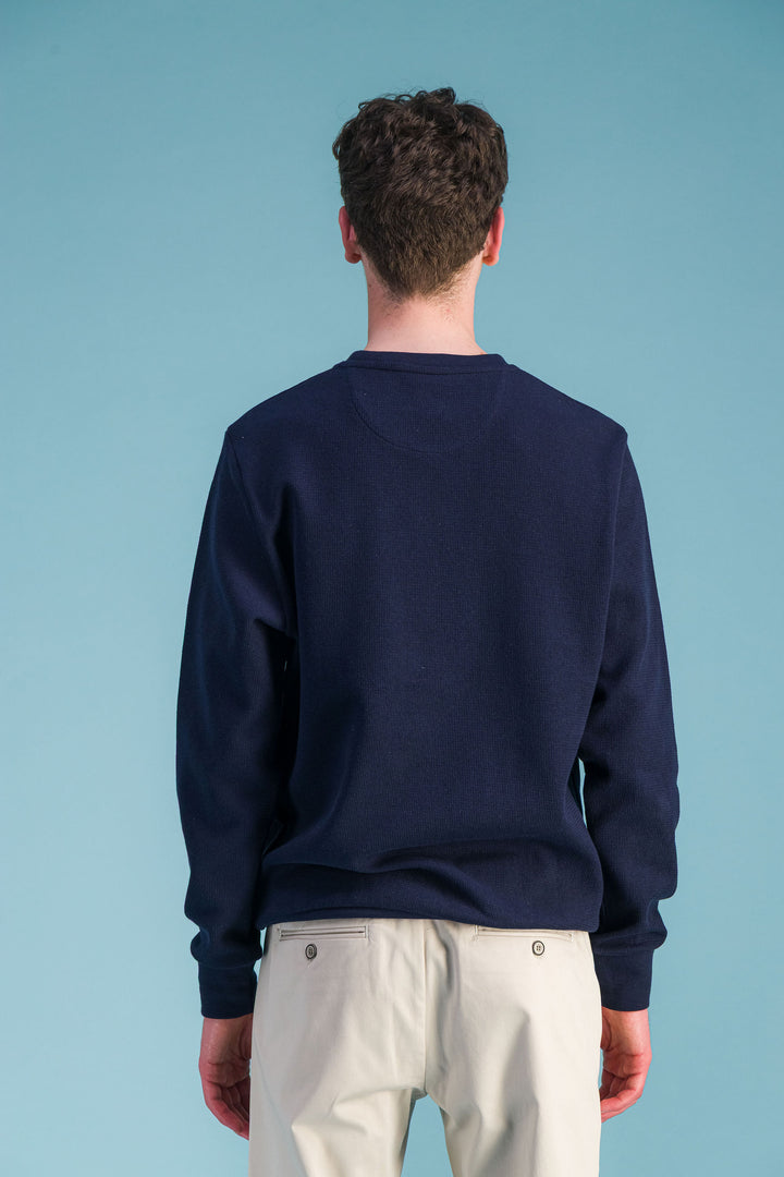 Navy wool cotton sweater