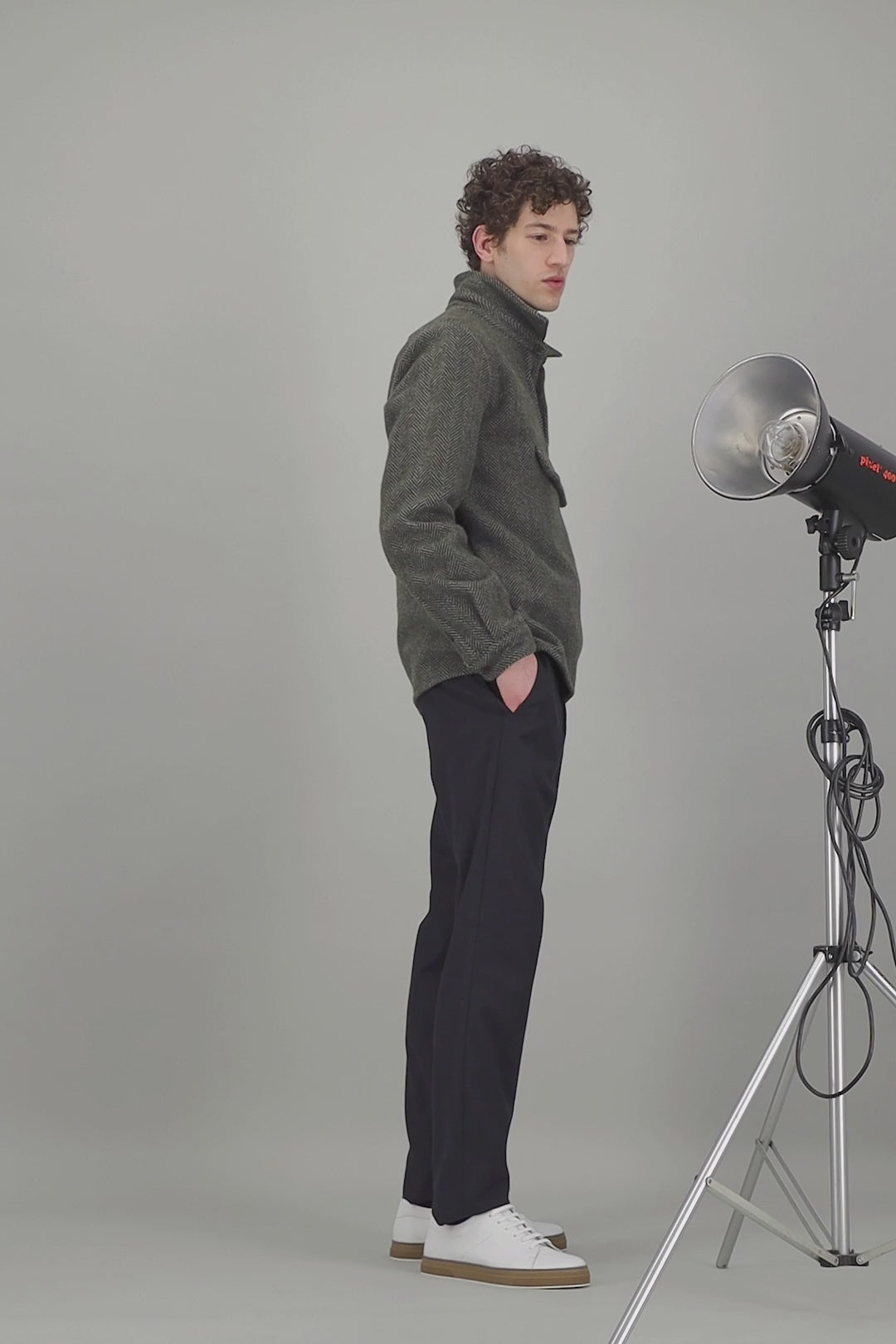 Daryk grey stretch wool cotton city trousers