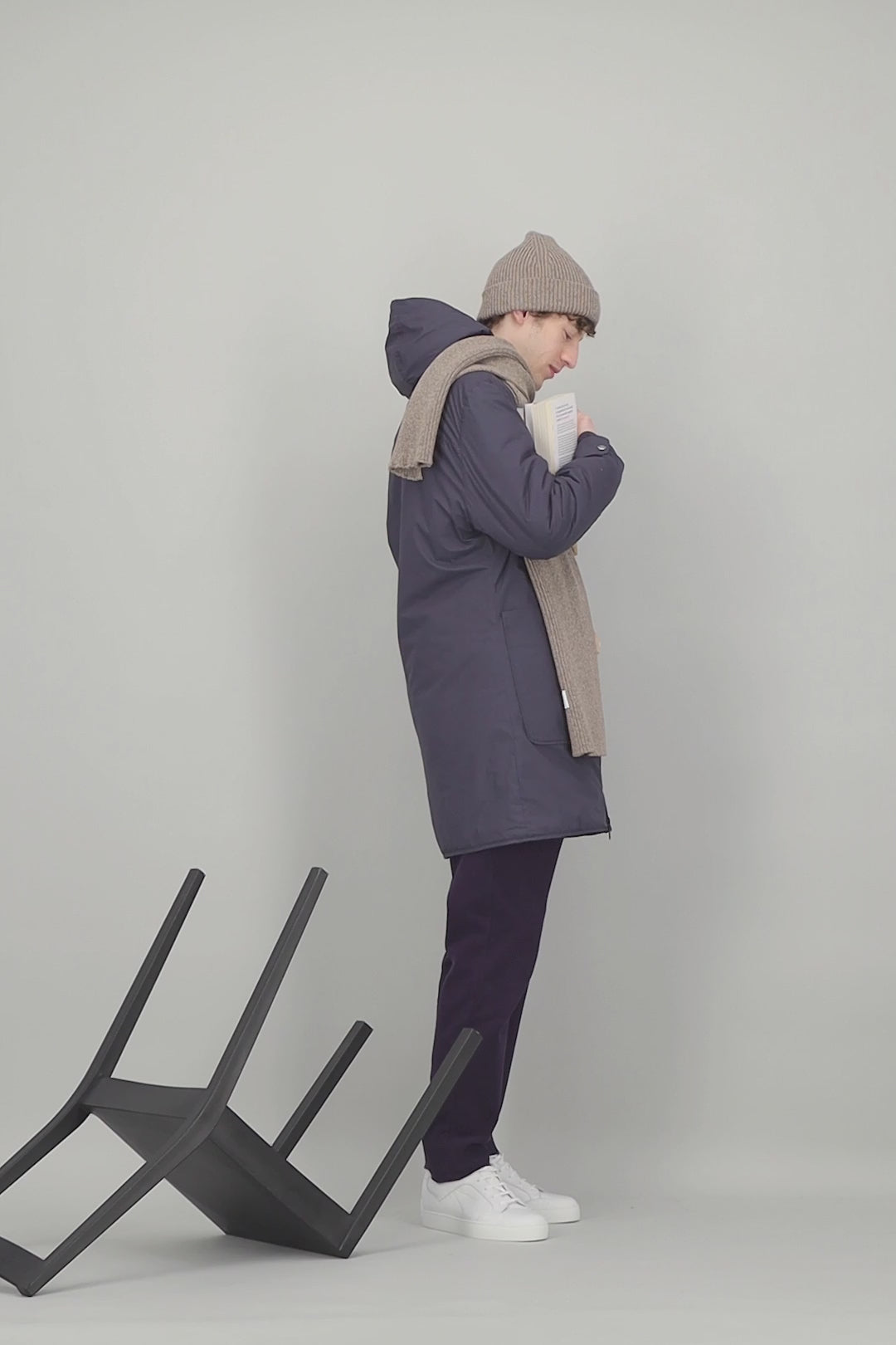 Warm parka and navy raincoat