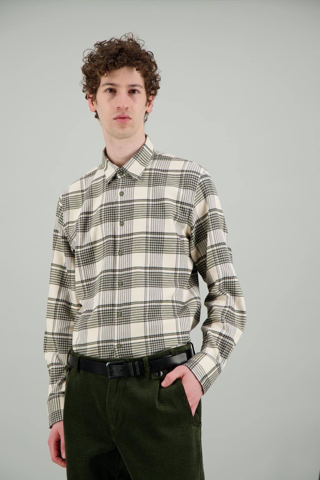 jagvi Chemise flanelle bio carreaux kaki