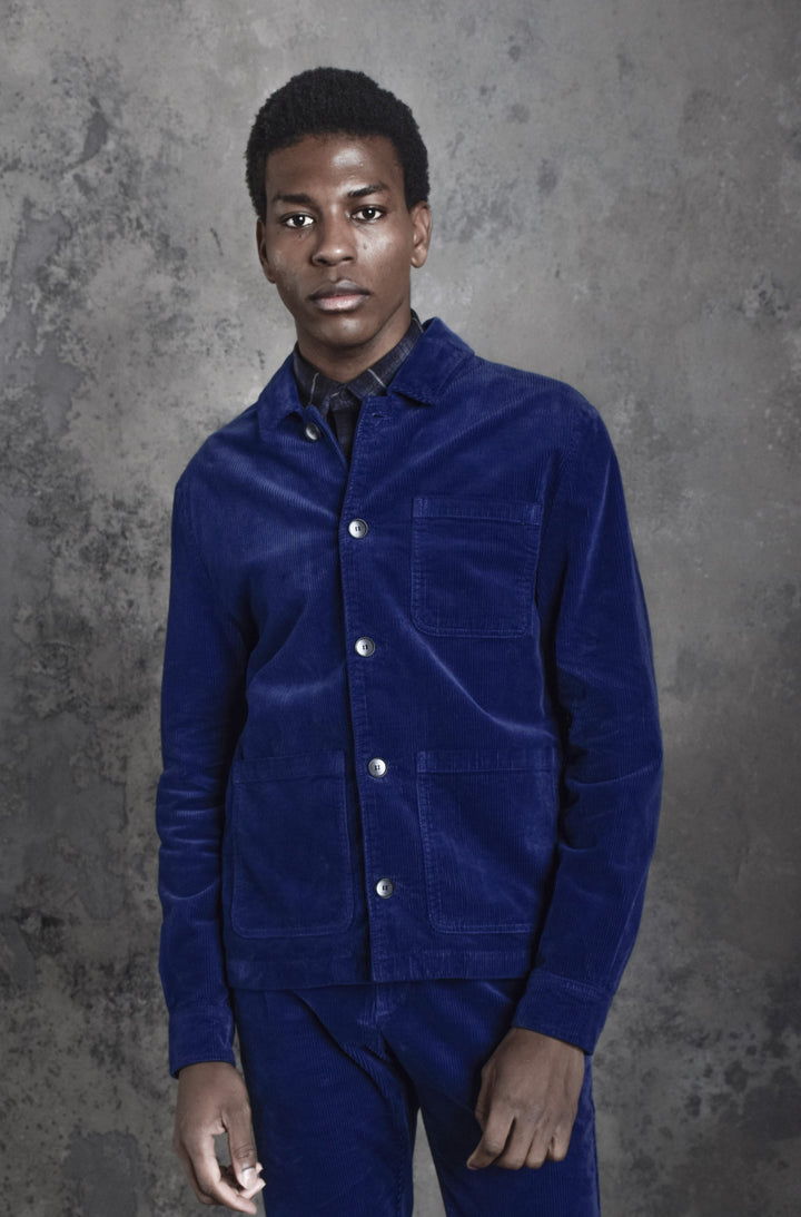 Workwear jacket in blue velvet