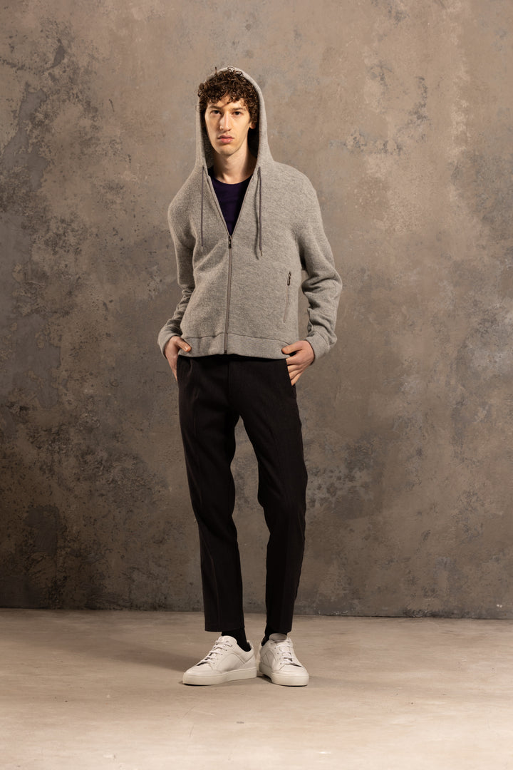 Heather gray wool cotton hoodie