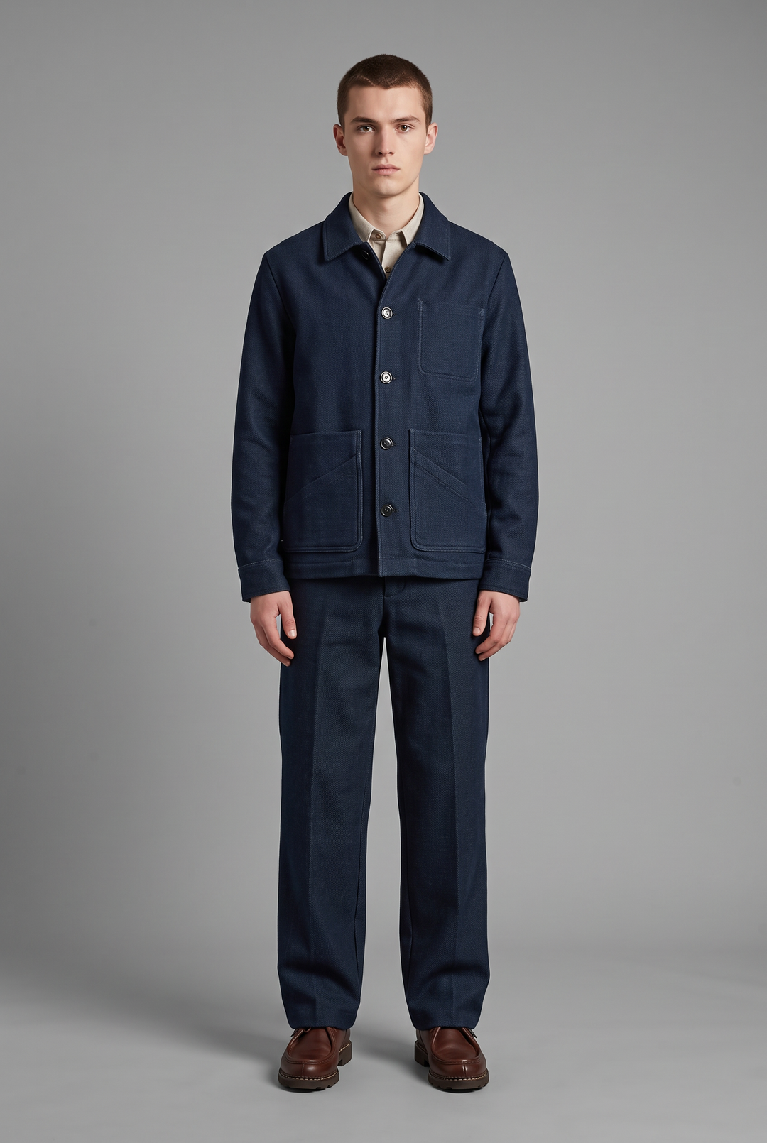 Workwear jacket in blue corduroy