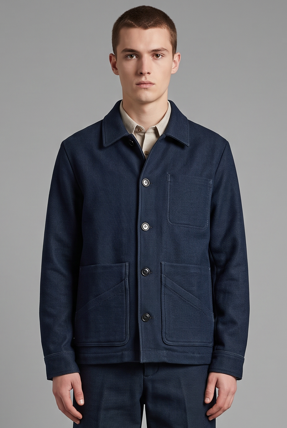 Workwear jacket in blue corduroy