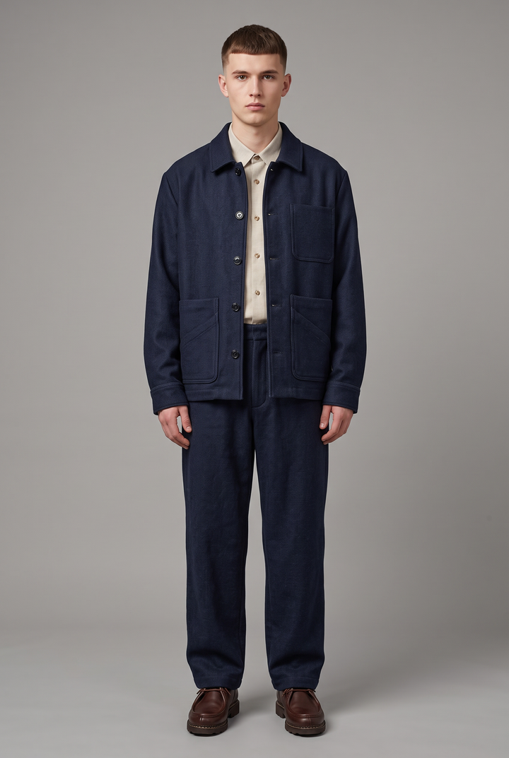 Workwear jacket in blue corduroy