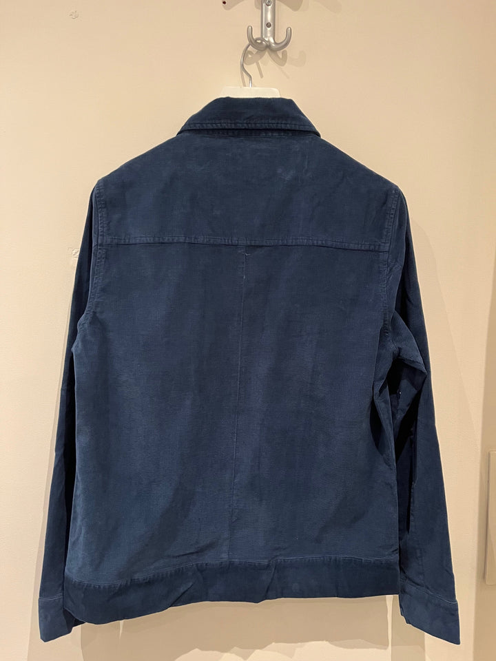 Veste zippée velours col chemise bleu