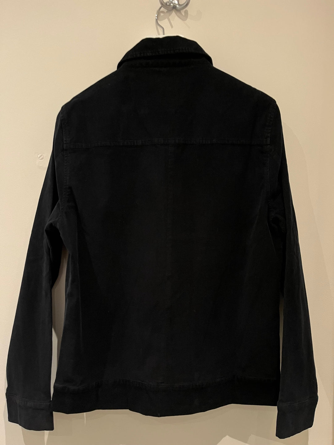 Veste zippée velours col chemise noir