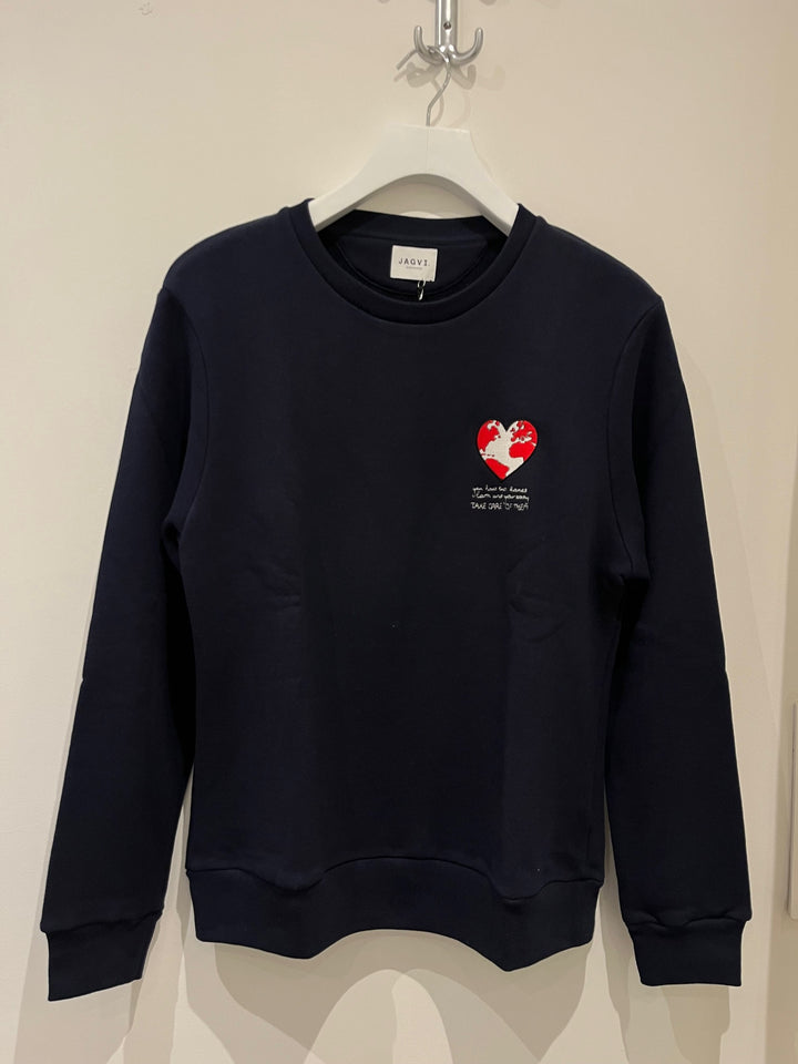 Sweat coton bio marine brodé