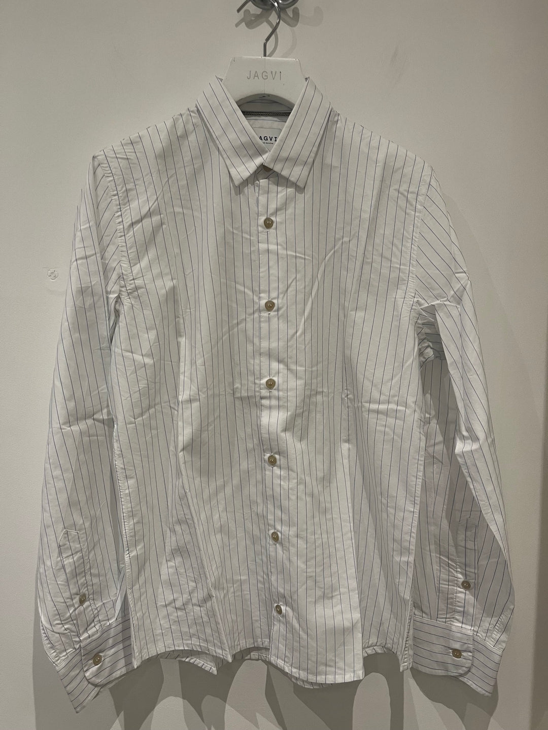 Chemise flanelle bio blanche à fines rayures