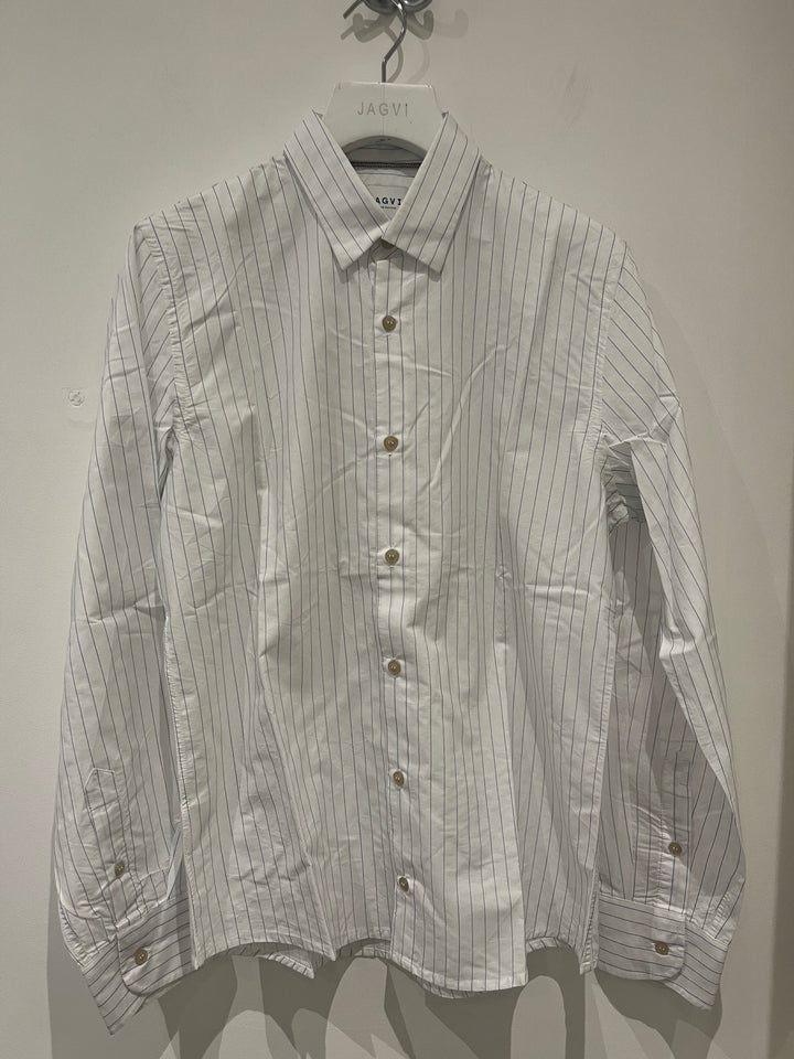 Chemise flanelle bio blanche à fines rayures
