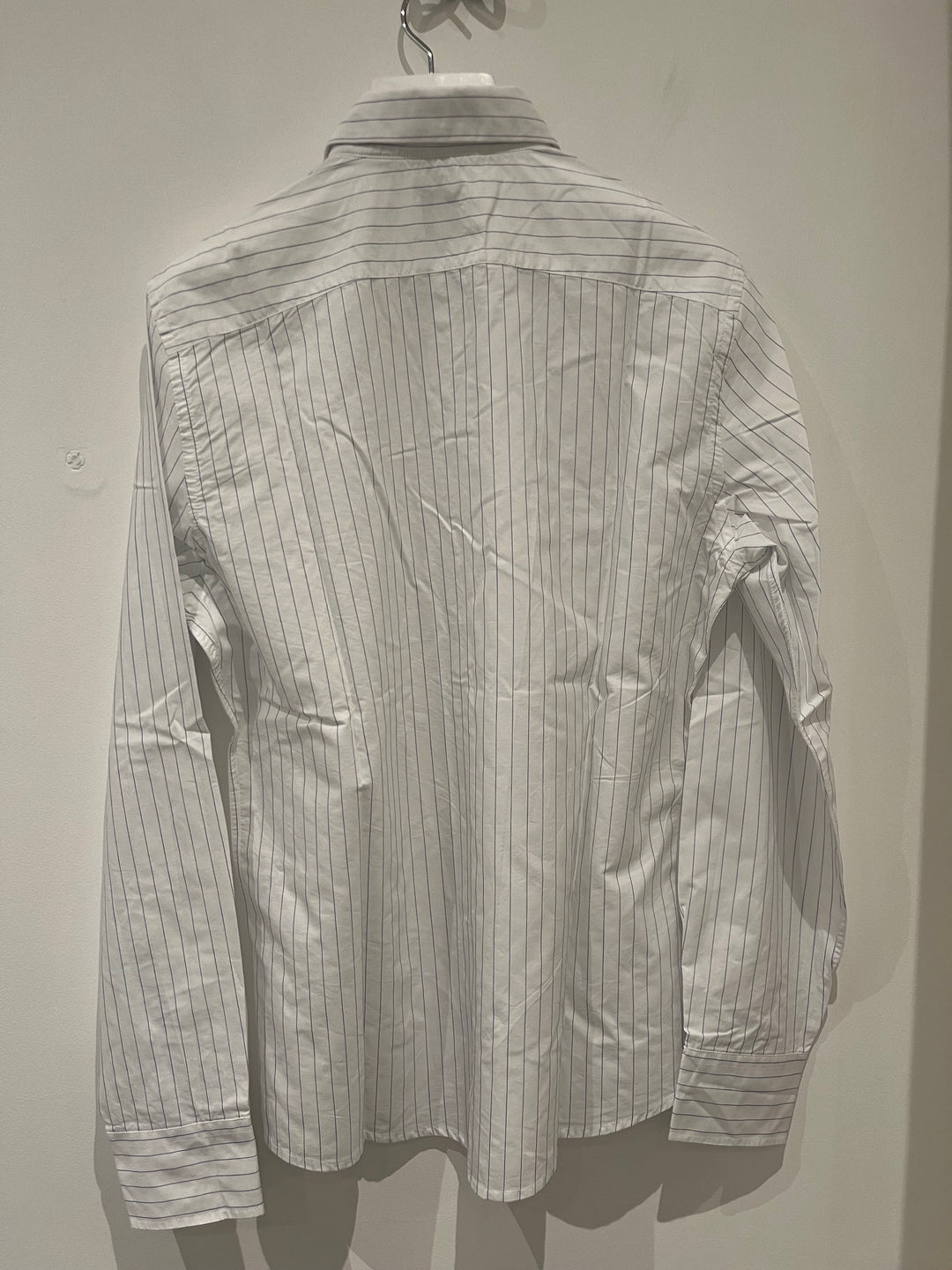 Chemise flanelle bio blanche à fines rayures