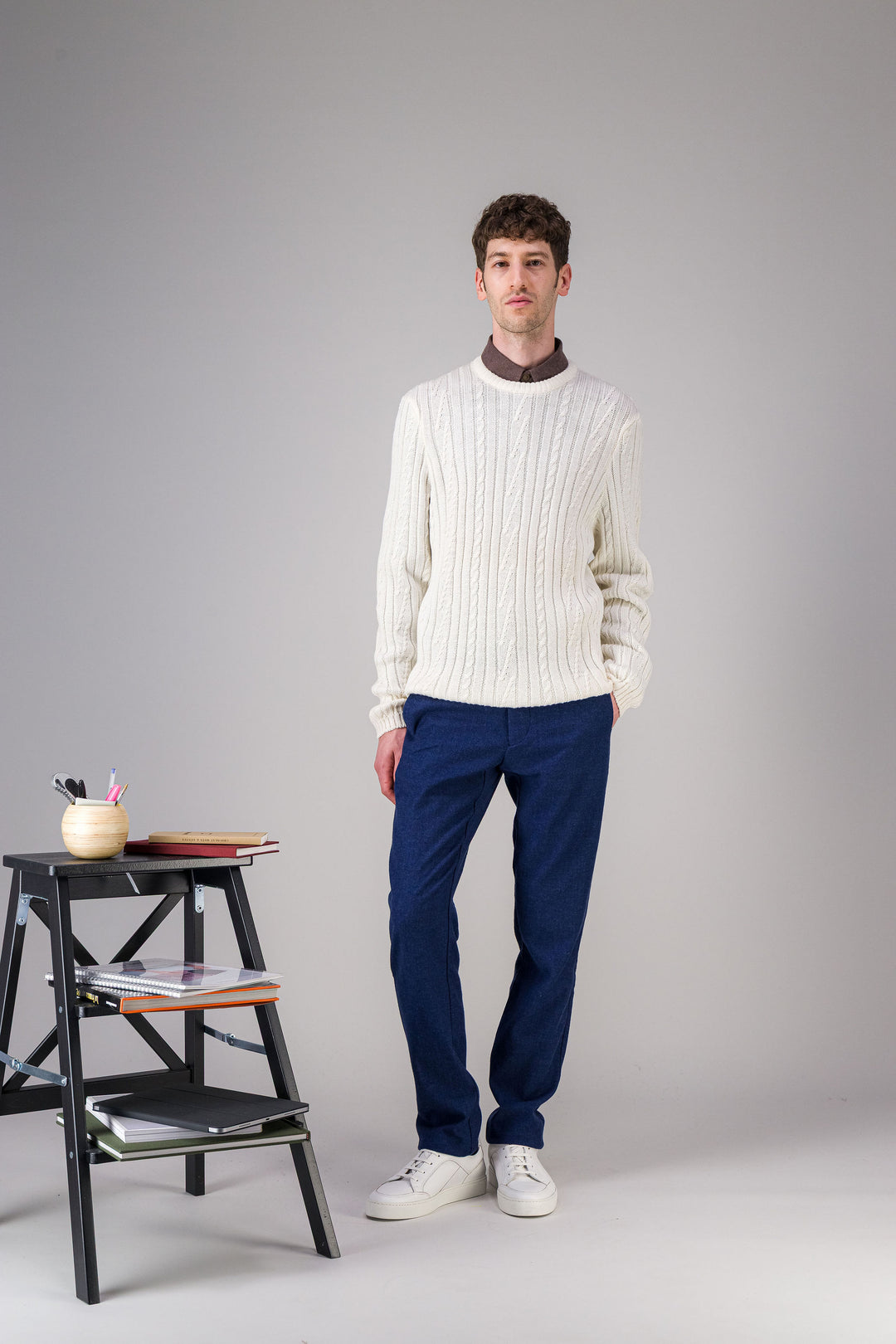 Navy wool cotton sweater