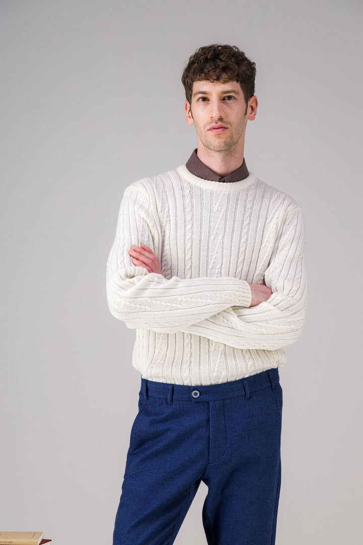 Navy wool cotton sweater