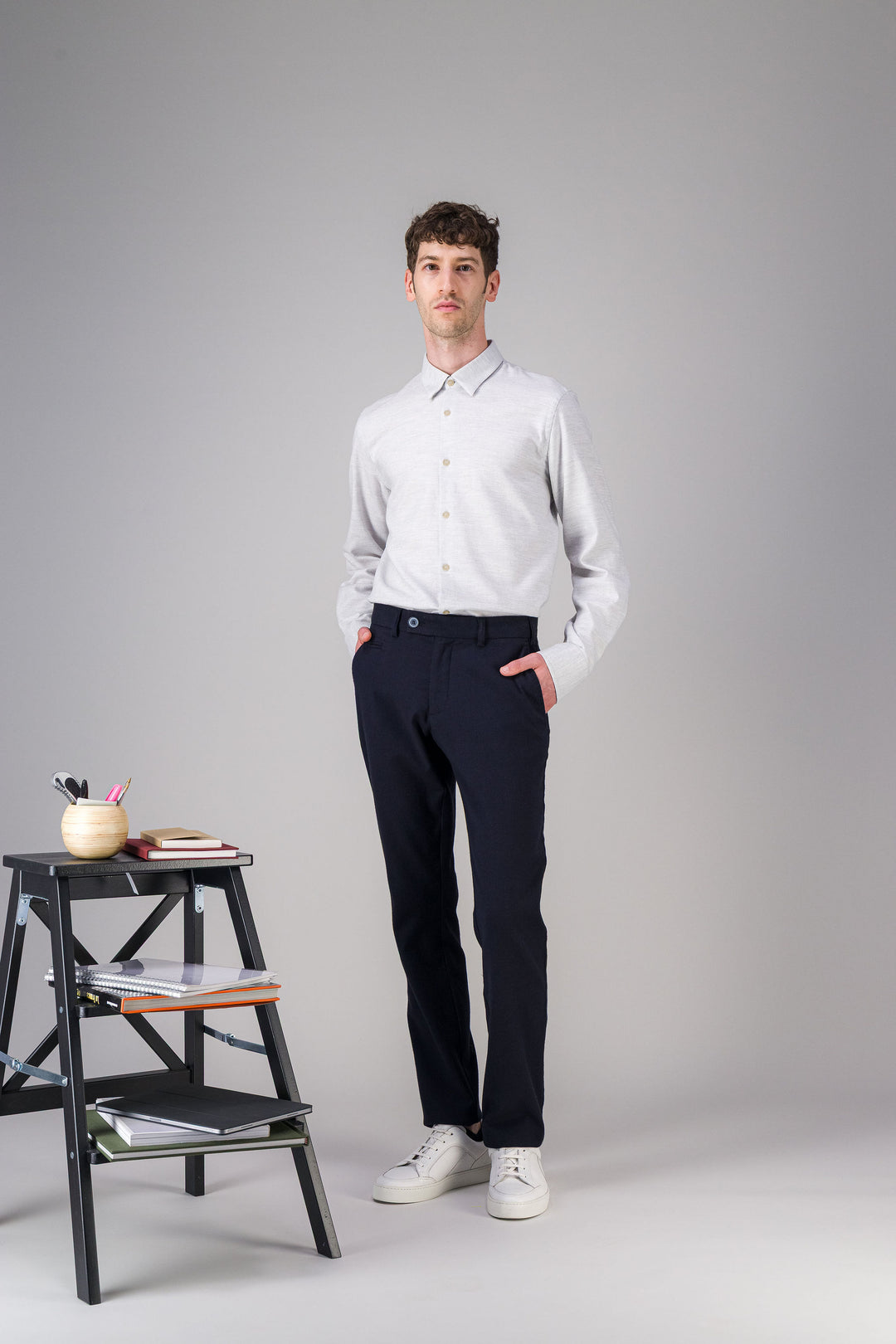 Heather navy light cotton shirt