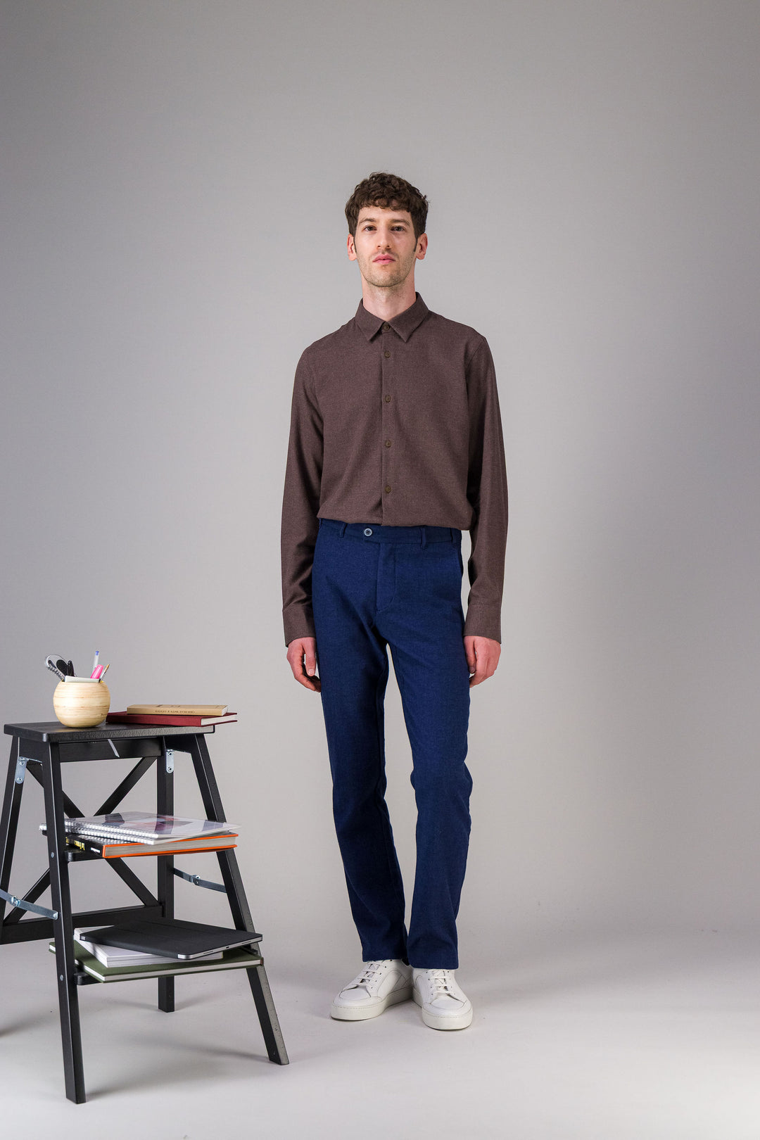 Heather navy light cotton shirt