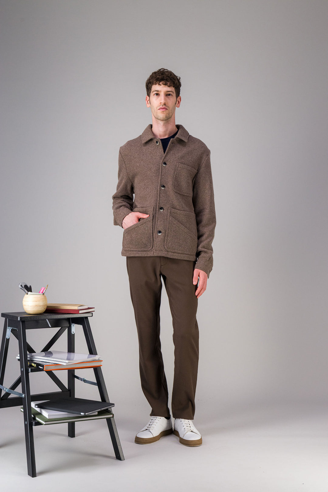Checked wool workwear jacket