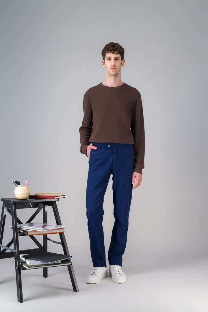 Daryk grey stretch wool cotton city trousers