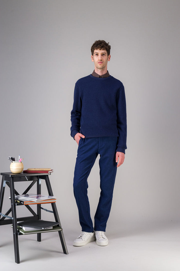 Navy wool cotton sweater