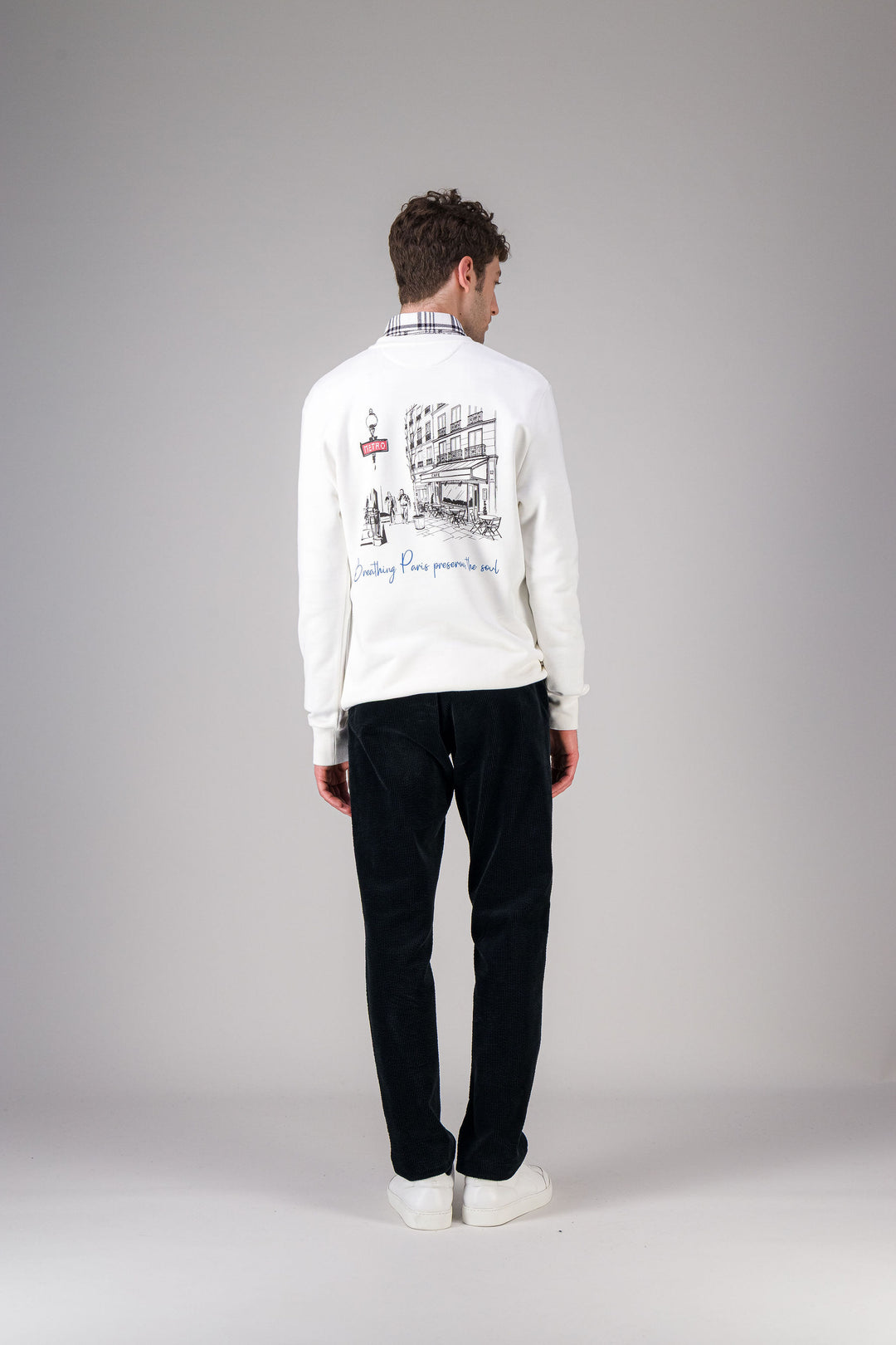 Navy wool cotton sweater